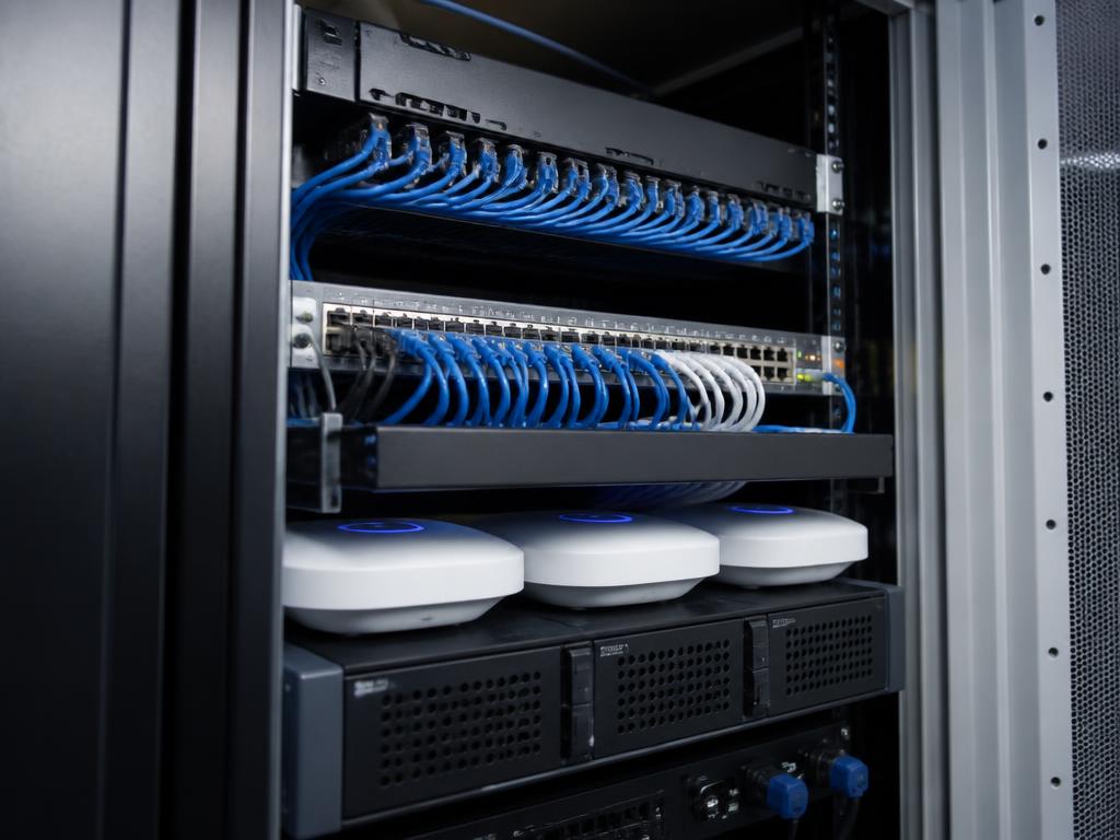 Structured network cabling and switching in an enterprise equipment rack