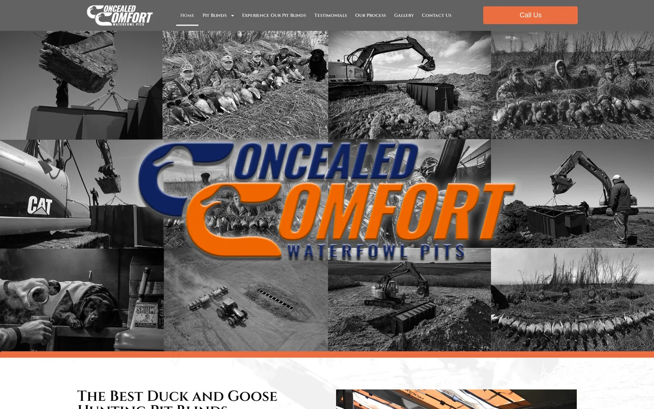 Homepage of the Concealed Comfort Pits website designed by Mayer Branding