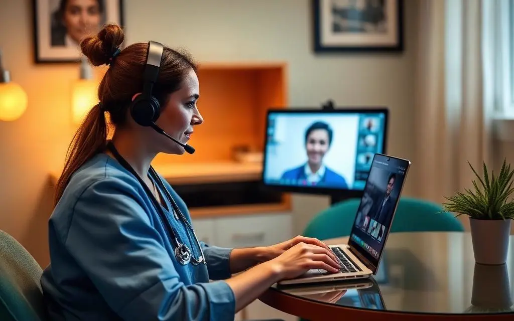 Clinician on a telehealth video visit