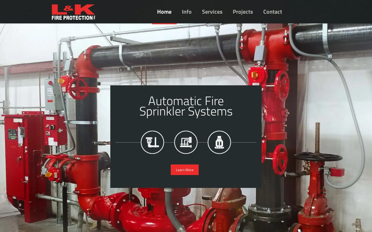 Homepage of the L&K Fire Protection website designed by Mayer Branding
