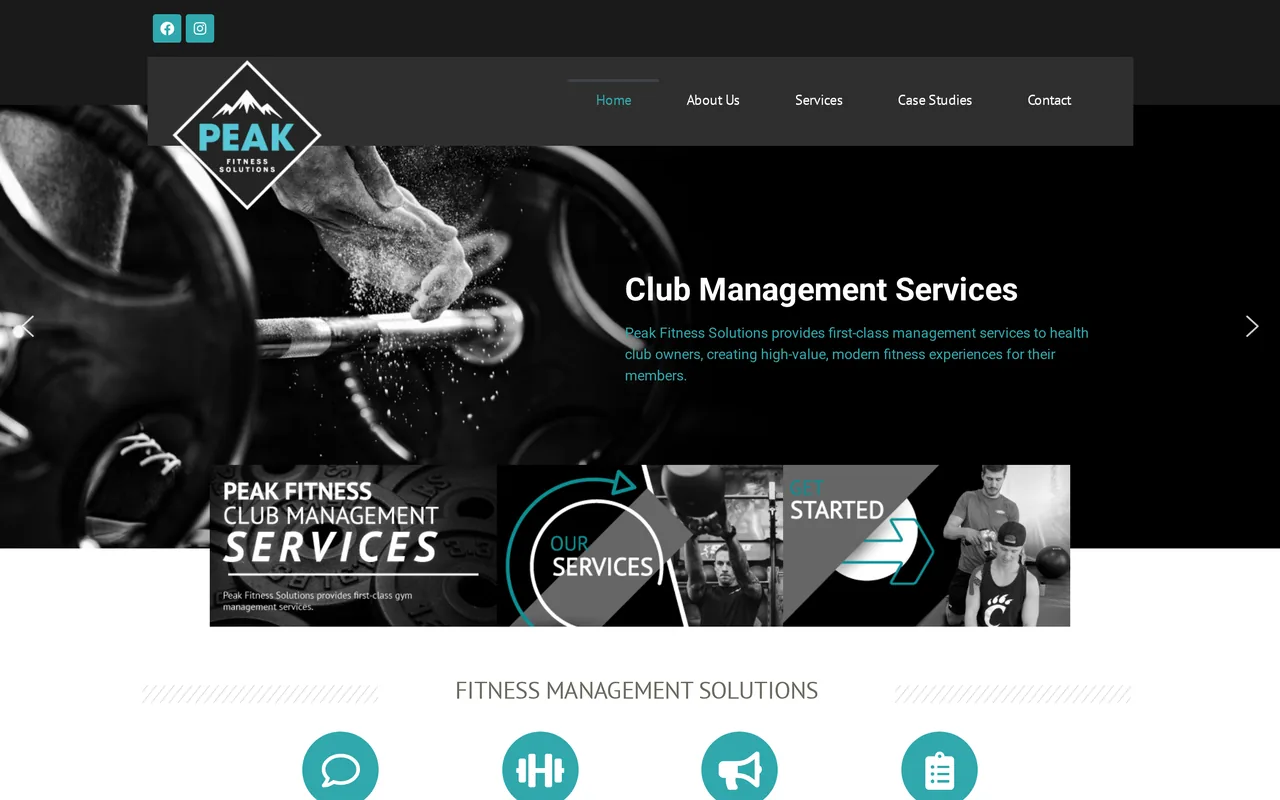 Homepage of the Peak Fitness Solutions website designed by Mayer Branding