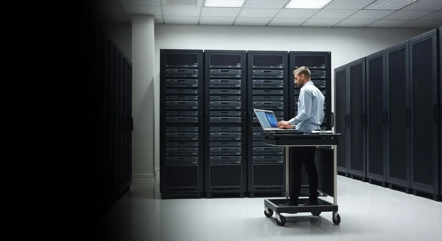 Server racks inside the Mayer Networks datacenter in Carbondale, Illinois